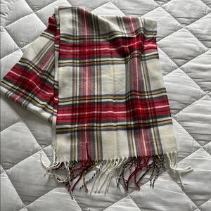 Plaid Red and White Scarf